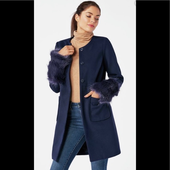 JustFab Jackets & Blazers - NWT JustFab Navy Collarless Coat in Medium